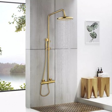 Thermostatische goudkleurige opbouw stortdoucheset