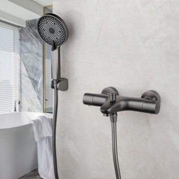 Thermostatische gun metal badkraan