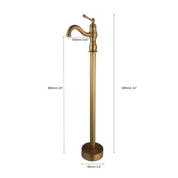 Vrijstaande bronskleurige landelijke badkraan 1
