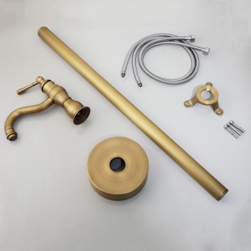 Vrijstaande bronskleurige landelijke badkraan 7