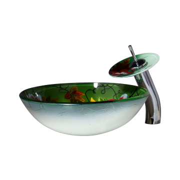 Waskom glas bloem met kraan