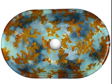 Waskom goud geel blauw