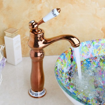 Wastafelkraan glanzend rose goud