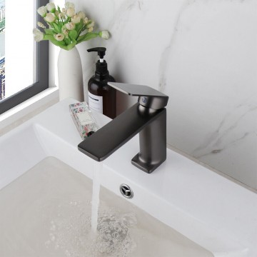 Wastafelkraan gun metal 0