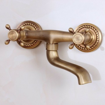 Wastafelkraan voor muurbevestiging brons