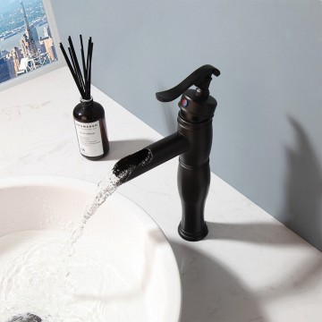 Watervalkraan olie bronzen wastafelkraan met open uitloop