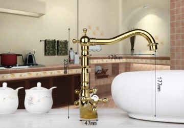 Nostalgische wastafelkraan Klassiek model goud antiek retro 2 hand bediening