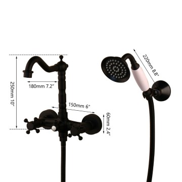 Zwarte badkraan met handdouche