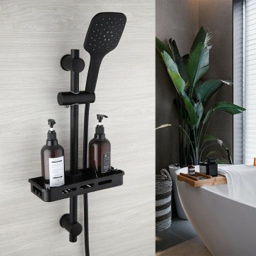 Zwarte glijstang badkamer met shampo bakje
