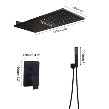 Zwarte grote stortdouche set 3