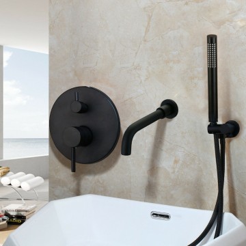 Zwarte inbouw kraan met handdouche