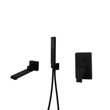 Zwarte inbouwkraan met handdouche