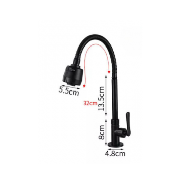 Zwarte koudwaterkraan 2 standen flexibel