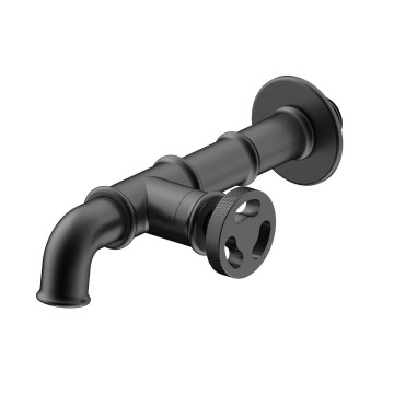 Zwarte muurkraan industrieel