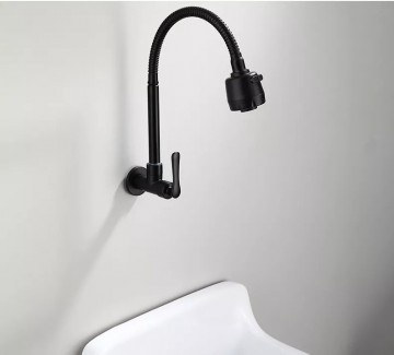 Zwarte muurkraan koud water uitvoering