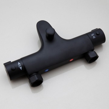 Zwarte thermostatische bad kraan