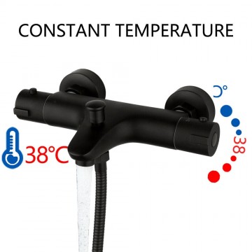 Zwarte thermostatische badkraan 0