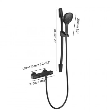 Zwarte thermostatische badkraan met glijstang 3