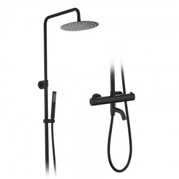 Zwarte thermostatische opbouw regendouche 1