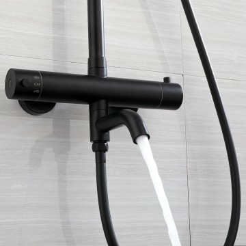 Zwarte thermostatische opbouw regendouche 10