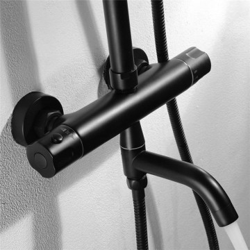 Zwarte thermostatische opbouw regendouche 3