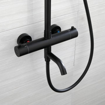 Zwarte thermostatische opbouw regendouche 4