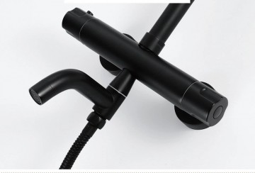 Zwarte thermostatische opbouw regendouche 6