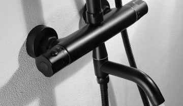 Zwarte thermostatische opbouw regendouche 8