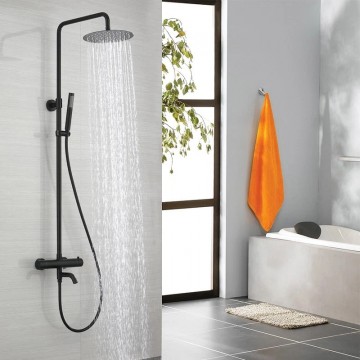 Zwarte thermostatische opbouw regendouche