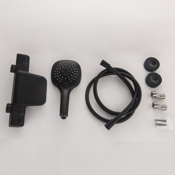 Zwarte thermostatische watervalbadkraan 12