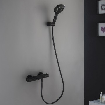 Zwarte thermostatische watervalbadkraan 5