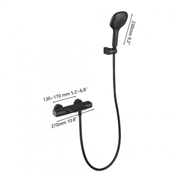 Zwarte thermostatische watervalbadkraan 9