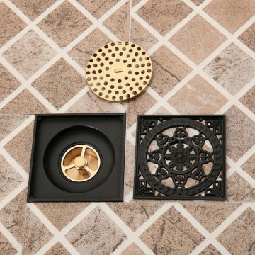 Zwarte vloerput doucheput onderaansluiting set