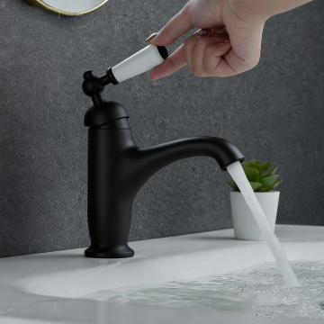 Zwarte wastafel mengkraan 1