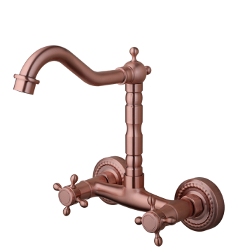 Zwenkbare koperkleurige messing wastafelkraan